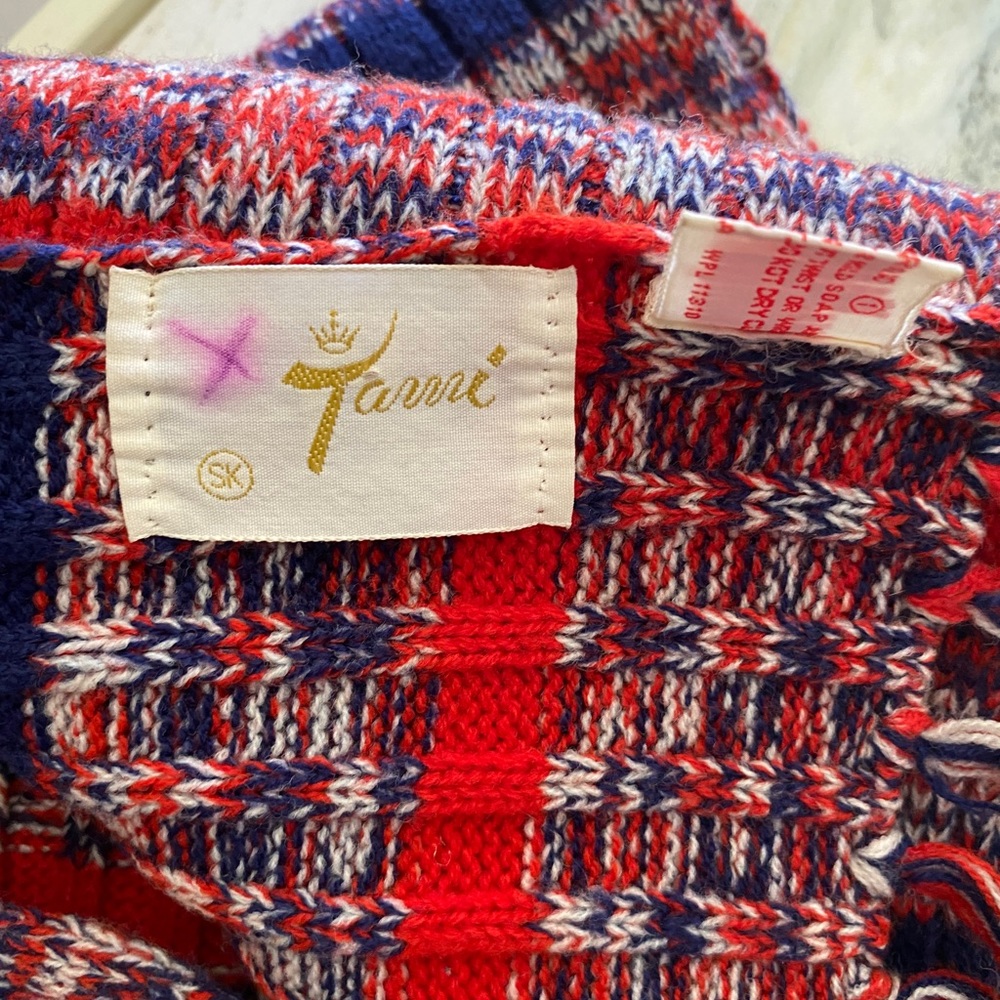 Vintage 50’s Tami Red White and Blue Scarf with Fringe